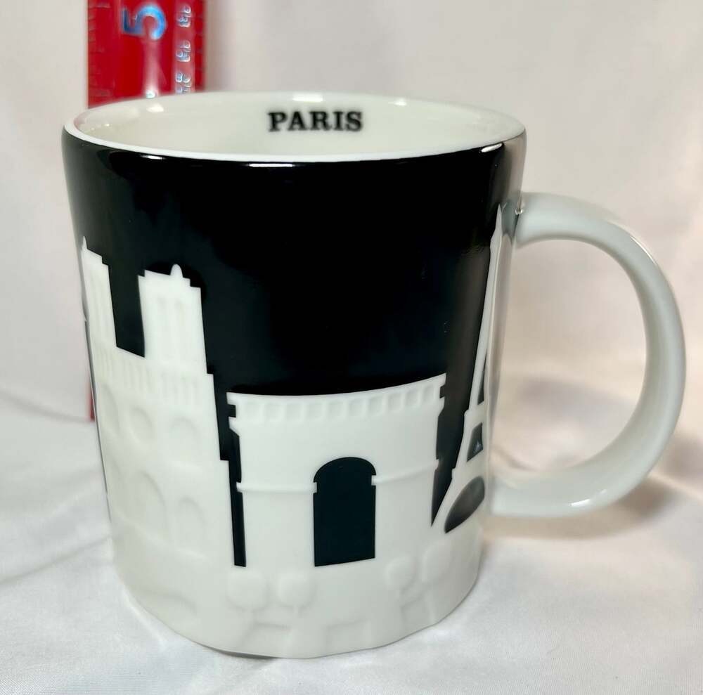 Starbucks Paris 3D Relief Collector Series Mug 16oz B/W Skyline 2011 READ - Picture 3 of 12